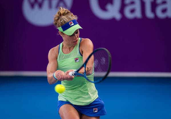 February 21, 2020, Dubai, UNITED ARAB EMIRATES: Laura Siegemund of Germany in action during qualifications at the 2020 Qatar Total Open WTA, Tennis Damen Premier 5 tennis tournament against Mubaraka Al-Naimi of Qatar 2020 Qatar Total Open, Tennis, Doha, Qatar, Feb 21 - ZUMAa181 20200221_zaa_a181_020 Copyright: xRobxPrangex