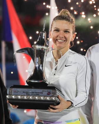 Simona Halep with the cup, award ceremony, presentation Tennis Dubai Tennis Championships 2020 WTA Dubai Duty Free Tennis Stadium Dubai United Arab Emirates 22 February 2020 Copyright: xJuergenxHasenkopfx