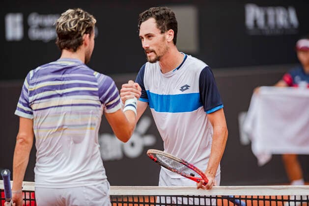 Rio Open RIO DE JANEIRO, RJ - 22.02.2020: RIO OPEN - Dominic Thien (AUT) and Gianluca Mager (ITA) at the end of the match valid for the quarterfinals of the Rio Open 2020 ATP500, held at Joquei Clube Brasileiro, in the city of Rio de Janeiro-RJ, this Saturday (22). (Photo: Fabio Leoni Fotoarena) x1878759x  FabioxLeoni