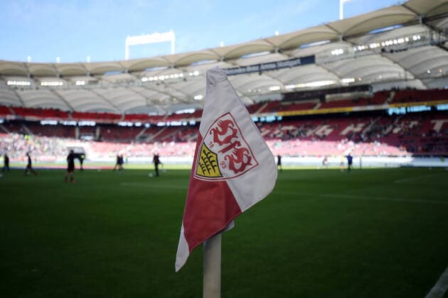 VfB Stuttgart SSV Jahn Regensburg Germany, Stuttgart, 22 02 2020, football, 2 Bundesliga, season 2019 2020, VfB Stuttgart SSV Jahn Regensburg VfB Stuttgart corner flag, DFL DFB REGULATIONS PROHIBIT ANY USE OF PHOTOGRAPHS AS IMAGE SEQUENCES AND OR QUASI VIDEO
