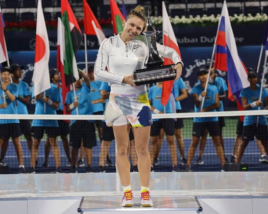 Simona Halep with the cup, award ceremony, presentation Tennis Dubai Tennis Championships 2020 WTA Dubai Duty Free Tennis Stadium Dubai United Arab Emirates 22 February 2020 Copyright: xJuergenxHasenkopfx