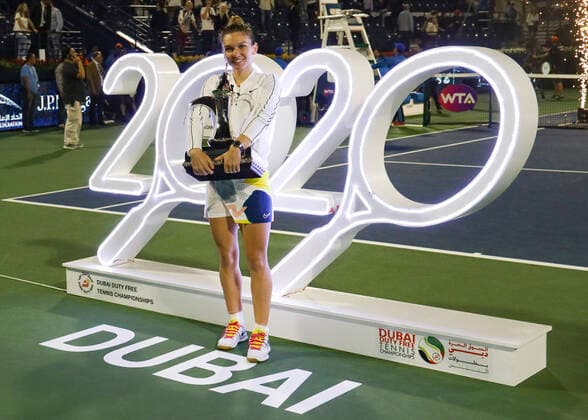 Simona Halep with the cup, award ceremony, presentation Tennis Dubai Tennis Championships 2020 WTA Dubai Duty Free Tennis Stadium Dubai United Arab Emirates 22 February 2020 Copyright: xJuergenxHasenkopfx