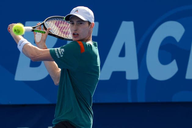 February 22, 2020, Delray Beach, Florida, United Sates: UGO HUMBERT of France in his semifinal match v. Y. Nishioka in the Delray Beach Open tennis tournament in Delray Beach Florida. Tennis 2020: Delray Beach Open - ZUMAl132 20200222_zap_l132_005 Copyright: xChristopherxLevyx