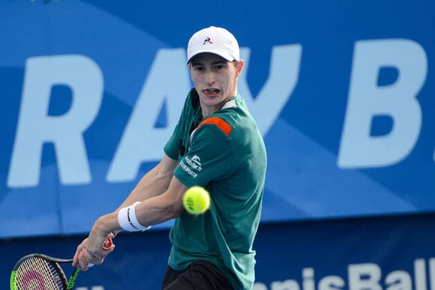 February 22, 2020, Delray Beach, Florida, United Sates: UGO HUMBERT of France in his semifinal match v. Y. Nishioka in the Delray Beach Open tennis tournament in Delray Beach Florida. Tennis 2020: Delray Beach Open - ZUMAl132 20200222_zap_l132_014 Copyright: xChristopherxLevyx