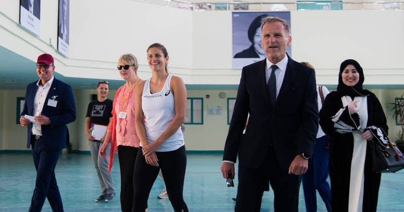 February 23, 2020, Doha, QATAR: Julia Goerges of Germany visits the German International School ahead of the 2020 Qatar Total Open WTA, Tennis Damen Premier 5 tennis tournament 2020 Qatar Total Open, Tennis, Doha, Qatar, Feb 23 - ZUMAa181 20200223_zaa_a181_004 Copyright: xRobxPrangex