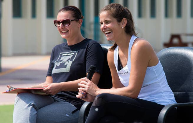 February 23, 2020, Doha, QATAR: Julia Goerges of Germany visits the German International School ahead of the 2020 Qatar Total Open WTA, Tennis Damen Premier 5 tennis tournament 2020 Qatar Total Open, Tennis, Doha, Qatar, Feb 23 - ZUMAa181 20200223_zaa_a181_006 Copyright: xRobxPrangex