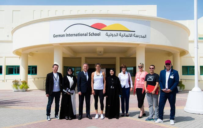 February 23, 2020, Doha, QATAR: Julia Goerges of Germany visits the German International School ahead of the 2020 Qatar Total Open WTA, Tennis Damen Premier 5 tennis tournament 2020 Qatar Total Open, Tennis, Doha, Qatar, Feb 23 - ZUMAa181 20200223_zaa_a181_008 Copyright: xRobxPrangex
