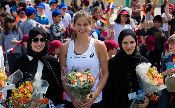 February 23, 2020, Doha, QATAR: Julia Goerges of Germany visits the German International School ahead of the 2020 Qatar Total Open WTA, Tennis Damen Premier 5 tennis tournament 2020 Qatar Total Open, Tennis, Doha, Qatar, Feb 23 - ZUMAa181 20200223_zaa_a181_009 Copyright: xRobxPrangex