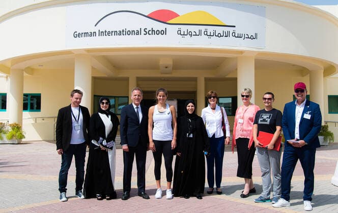 February 23, 2020, Doha, QATAR: Julia Goerges of Germany visits the German International School ahead of the 2020 Qatar Total Open WTA, Tennis Damen Premier 5 tennis tournament 2020 Qatar Total Open, Tennis, Doha, Qatar, Feb 23 - ZUMAa181 20200223_zaa_a181_013 Copyright: xRobxPrangex