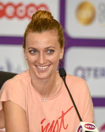 (200223) -- DOHA, Feb. 23, 2020 (Xinhua) -- Petra Kvitova of the Czech Republic attends a press conference, PK, Pressekonferenz prior to the 2020 WTA, Tennis Damen Qatar Open tennis tournament in Doha, Qatar, Feb. 23, 2020. (Photo by Nikku Xinhua) (SP)QATAR-DOHA-TENNIS-WTA QATAR OPEN 