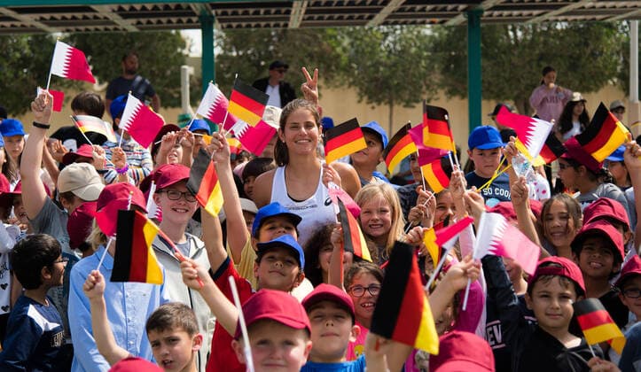 February 23, 2020, Doha, QATAR: Julia Goerges of Germany visits the German International School ahead of the 2020 Qatar Total Open WTA, Tennis Damen Premier 5 tennis tournament 2020 Qatar Total Open, Tennis, Doha, Qatar, Feb 23 - ZUMAa181 20200223_zaa_a181_017 Copyright: xRobxPrangex