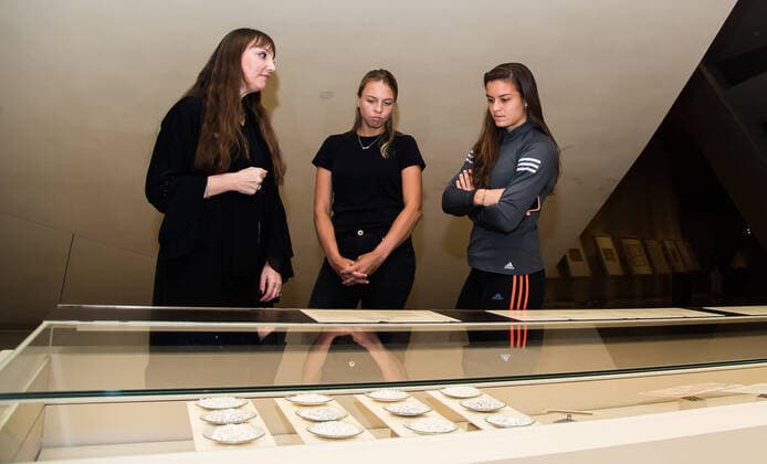 February 23, 2020, Doha, QATAR: Maria Sakkari of Greece & Anett Kontaveit of Estonia visit the Qatar National Museum ahead of the 2020 Qatar Total Open WTA, Tennis Damen Premier 5 tennis tournament 2020 Qatar Total Open, Tennis, Doha, Qatar, Feb 23 - ZUMAa181 20200223_zaa_a181_027 Copyright: xRobxPrangex