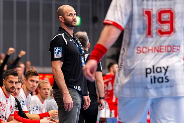 Friesenheim, Germany 23 February 2020 HBL 19 20 Die Eulen Ludwigshafen vs MT Melsungen Trainer Heiko Grimm Melsungen Ludwigshafen Friesenheim Friedrich Ebert Halle Baden Württemberg Germany