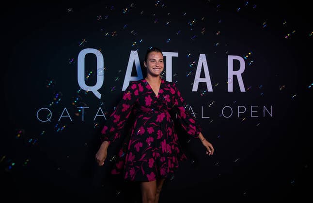 2020 Bilder des Jahres, Sport 02 Februar Sport Themen der Woche KW08 February 23, 2020, Doha, QATAR: Aryna Sabalenka of Belarus in the photo booth ahead of the players party of the 2020 Qatar Total Open WTA, Tennis Damen Premier 5 tennis tournament 2020 Qatar Total Open, Tennis, Doha, Qatar, Feb 23 - ZUMAa181 20200223_zaa_a181_062 Copyright: xRobxPrangex