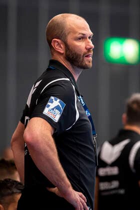Friesenheim, Germany 23 February 2020 HBL 19 20 Die Eulen Ludwigshafen vs MT Melsungen Trainer Heiko Grimm Melsungen Ludwigshafen Friesenheim Friedrich Ebert Halle Baden Württemberg Germany