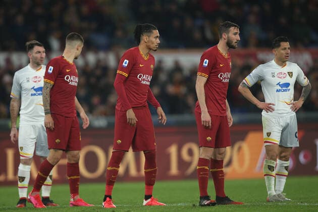 Rome, Italy - 23.02.2020:Chris Smalling (AS ROMA), Bryan Cristante (AS ROMA) in action during the Italian Serie A soccer match 25 between As Roma vs Lecce, at Olympic Stadium in Rome.  Copyright: xMarcoxIacobuccix xIPAx xMarcoxIacobuccix 0