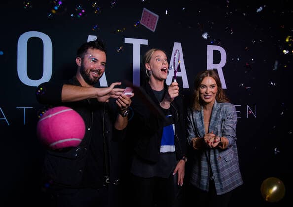February 23, 2020, Doha, QATAR: Alison Riske of the United States in the photo booth ahead of the players party of the 2020 Qatar Total Open WTA, Tennis Damen Premier 5 tennis tournament 2020 Qatar Total Open, Tennis, Doha, Qatar, Feb 23 - ZUMAa181 20200223_zaa_a181_171 Copyright: xRobxPrangex