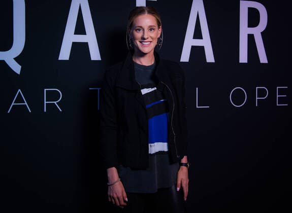 February 23, 2020, Doha, QATAR: Alison Riske of the United States in the photo booth ahead of the players party of the 2020 Qatar Total Open WTA, Tennis Damen Premier 5 tennis tournament 2020 Qatar Total Open, Tennis, Doha, Qatar, Feb 23 - ZUMAa181 20200223_zaa_a181_173 Copyright: xRobxPrangex