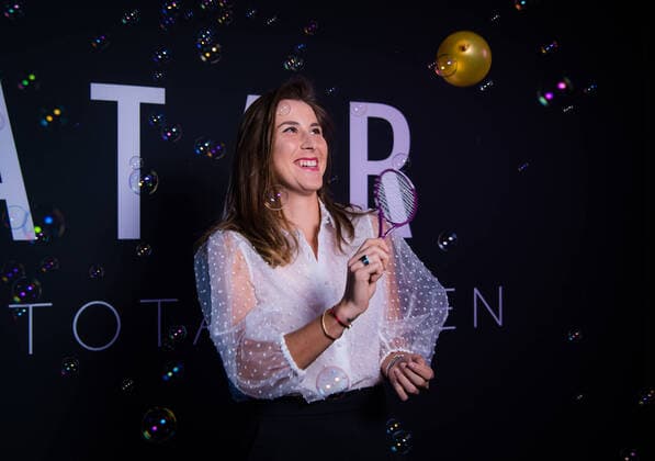 February 23, 2020, Doha, QATAR: Belinda Bencic of Switzerland in the photo booth ahead of the players party of the 2020 Qatar Total Open WTA, Tennis Damen Premier 5 tennis tournament 2020 Qatar Total Open, Tennis, Doha, Qatar, Feb 23 - ZUMAa181 20200223_zaa_a181_178 Copyright: xRobxPrangex
