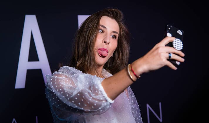 February 23, 2020, Doha, QATAR: Belinda Bencic of Switzerland in the photo booth ahead of the players party of the 2020 Qatar Total Open WTA, Tennis Damen Premier 5 tennis tournament 2020 Qatar Total Open, Tennis, Doha, Qatar, Feb 23 - ZUMAa181 20200223_zaa_a181_185 Copyright: xRobxPrangex