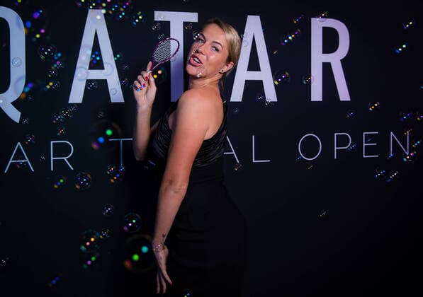 February 23, 2020, Doha, QATAR: Anastasia Pavlyuchenkova of Russia in the photo booth ahead of the players party of the 2020 Qatar Total Open WTA, Tennis Damen Premier 5 tennis tournament 2020 Qatar Total Open, Tennis, Doha, Qatar, Feb 23 - ZUMAa181 20200223_zaa_a181_192 Copyright: xRobxPrangex
