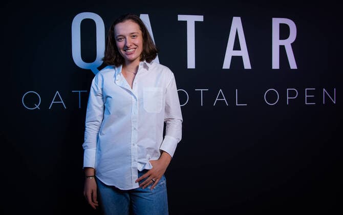 February 23, 2020, Doha, QATAR: Iga Swiatek of Poland in the photo booth ahead of the players party of the 2020 Qatar Total Open WTA, Tennis Damen Premier 5 tennis tournament 2020 Qatar Total Open, Tennis, Doha, Qatar, Feb 23 - ZUMAa181 20200223_zaa_a181_211 Copyright: xRobxPrangex