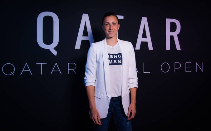 February 23, 2020, Doha, QATAR: Petra Martic of Croatia in the photo booth ahead of the players party of the 2020 Qatar Total Open WTA, Tennis Damen Premier 5 tennis tournament 2020 Qatar Total Open, Tennis, Doha, Qatar, Feb 23 - ZUMAa181 20200223_zaa_a181_241 Copyright: xRobxPrangex