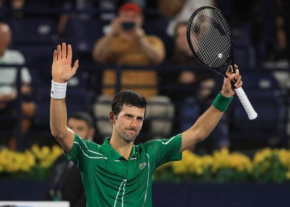 Winner Novak Djokovic SRB waves and thanks the spectators, fans after the victory Tennis Dubai Duty Free Tennis Championships ATP Dubai Duty Free Tennis Stadium Dubai United Arab Emirates 24 February 2020 Copyright: xJuergenxHasenkopfx