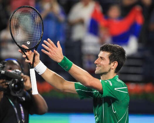 Winner Novak Djokovic SRB waves and thanks the spectators, fans after the victory Tennis Dubai Duty Free Tennis Championships ATP Dubai Duty Free Tennis Stadium Dubai United Arab Emirates 24 February 2020 Copyright: xJuergenxHasenkopfx