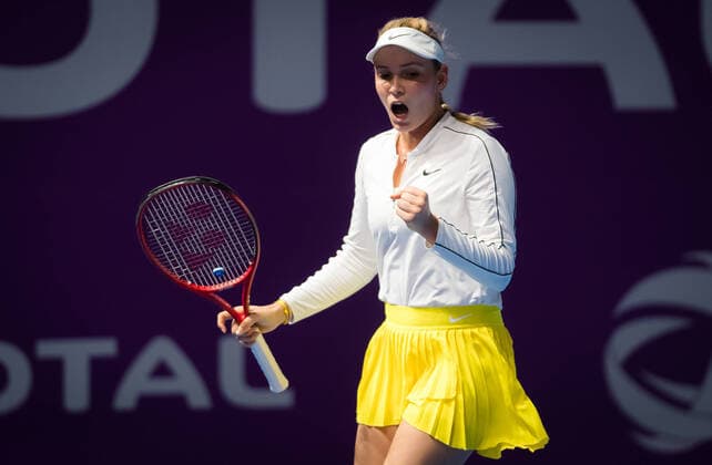 Tennis, WTA-Turnier in Doha February 24, 2020, Doha, QATAR: Donna Vekic of Croatia in action during the first round of the 2020 Qatar Total Open WTA, Tennis Damen Premier 5 tennis tournament against Igas Swiatek of Poland 2020 Qatar Total Open, Tennis, Doha, Qatar, Feb 24 - ZUMAa181 20200224_zaa_a181_018 Copyright: xRobxPrangex