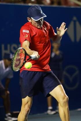 The Australian Alex De Minaur returns a ball to Serbian Miomir Kecmanovic, during a game of the Mexican Tennis Open held in Acapulco, in the state of Guerrero, Mexico, 24 February 2020. The Mexican Tennis Open starts in Acapulco !ACHTUNG: NUR REDAKTIONELLE NUTZUNG!  Copyright: xDavidxGuzmanx MEX5916 20200225-637182075852022848