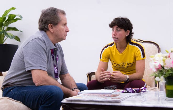 February 24, 2020, Doha, QATAR: Carla Suarez Navarro of Spain talks to the media at the 2020 Qatar Total Open WTA, Tennis Damen Premier 5 tennis tournament 2020 Qatar Total Open, Tennis, Doha, Qatar, Feb 24 - ZUMAa181 20200224_zaa_a181_102 Copyright: xRobxPrangex
