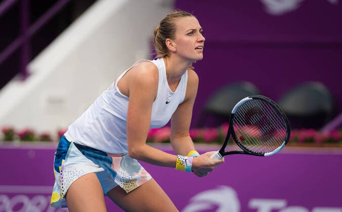 February 25, 2020, Doha, QATAR: Petra Kvitova of the Czech Republic in action during her second-round match at the 2020 Qatar Total Open WTA, Tennis Damen Premier 5 tennis tournament 2020 Qatar Total Open, Tennis, Doha, Qatar, Feb 25 - ZUMAa181 20200225_zaa_a181_072 Copyright: xRobxPrangex