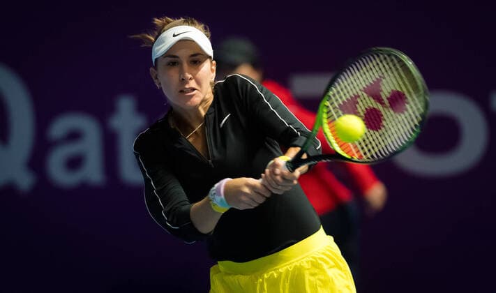 February 25, 2020, Doha, QATAR: Belinda Bencic of Switzerland in action during her second-round match at the 2020 Qatar Total Open WTA, Tennis Damen Premier 5 tennis tournament 2020 Qatar Total Open, Tennis, Doha, Qatar, Feb 25 - ZUMAa181 20200225_zaa_a181_109 Copyright: xRobxPrangex
