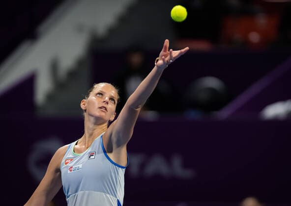 February 25, 2020, Doha, SPAIN: Karolina Pliskova of the Czech Republic in action during her second-round match at the 2020 Qatar Total Open WTA, Tennis Damen Premier 5 tennis tournament against Bernarda Pera of the United States 2020 Qatar Total Open, Tennis, Doha, Qatar, Feb 25 - ZUMAa181 20200225_zaa_a181_136 Copyright: xRobxPrangex