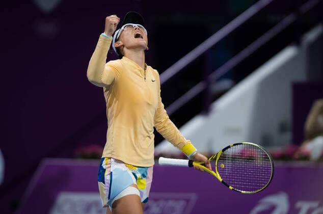 February 26, 2020, Doha, QATAR: Saisai Zheng of China in action during her third-round match at the 2020 Qatar Total Open WTA, Tennis Damen Premier 5 tennis tournament against Kiki Bertens of the Netherlands 2020 Qatar Total Open, Tennis, Doha, Qatar, Feb 26 - ZUMAa181 20200226_zaa_a181_046 Copyright: xRobxPrangex
