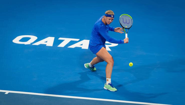 February 26, 2020, Doha, QATAR: Kiki Bertens of the Netherlands in action during her third-round match at the 2020 Qatar Total Open WTA, Tennis Damen Premier 5 tennis tournament against Saisai Zheng of China 2020 Qatar Total Open, Tennis, Doha, Qatar, Feb 26 - ZUMAa181 20200226_zaa_a181_084 Copyright: xRobxPrangex