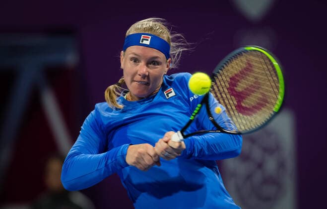 February 26, 2020, Doha, QATAR: Kiki Bertens of the Netherlands in action during her third-round match at the 2020 Qatar Total Open WTA, Tennis Damen Premier 5 tennis tournament against Saisai Zheng of China 2020 Qatar Total Open, Tennis, Doha, Qatar, Feb 26 - ZUMAa181 20200226_zaa_a181_095 Copyright: xRobxPrangex