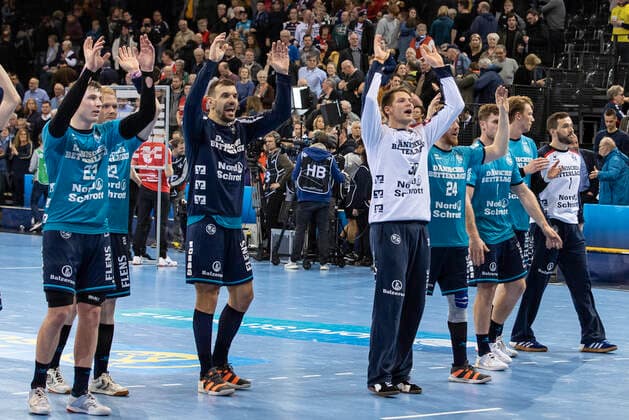 SG Flensburg Handewitt vs. RK Celje Pivovarna Lasko, Handball, EHF Champions League group stage, 26 02 20 Flensburg Jubilation after victory Copyright: xBEAUTIFULxSPORTS MarioxM.xKobergx