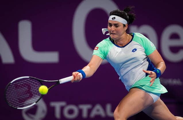 February 26, 2020, Doha, QATAR: Ons Jabeur of Tunisia in action during her third-round match at the 2020 Qatar Total Open WTA, Tennis Damen Premier 5 tennis tournament against Karolina Pliskova of the Czech Republic 2020 Qatar Total Open, Tennis, Doha, Qatar, Feb 26 - ZUMAa181 20200226_zaa_a181_181 Copyright: xRobxPrangex