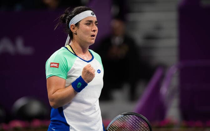 February 26, 2020, Doha, QATAR: Ons Jabeur of Tunisia in action during her third-round match at the 2020 Qatar Total Open WTA, Tennis Damen Premier 5 tennis tournament against Karolina Pliskova of the Czech Republic 2020 Qatar Total Open, Tennis, Doha, Qatar, Feb 26 - ZUMAa181 20200226_zaa_a181_182 Copyright: xRobxPrangex