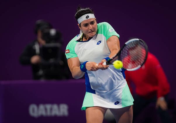 February 26, 2020, Doha, QATAR: Ons Jabeur of Tunisia in action during her third-round match at the 2020 Qatar Total Open WTA, Tennis Damen Premier 5 tennis tournament against Karolina Pliskova of the Czech Republic 2020 Qatar Total Open, Tennis, Doha, Qatar, Feb 26 - ZUMAa181 20200226_zaa_a181_185 Copyright: xRobxPrangex