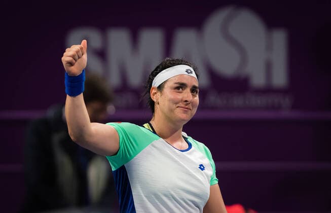 Sport Bilder des Tages February 26, 2020, Doha, QATAR: Ons Jabeur of Tunisia in action during her third-round match at the 2020 Qatar Total Open WTA, Tennis Damen Premier 5 tennis tournament against Karolina Pliskova of the Czech Republic 2020 Qatar Total Open, Tennis, Doha, Qatar, Feb 26 - ZUMAa181 20200226_zaa_a181_189 Copyright: xRobxPrangex