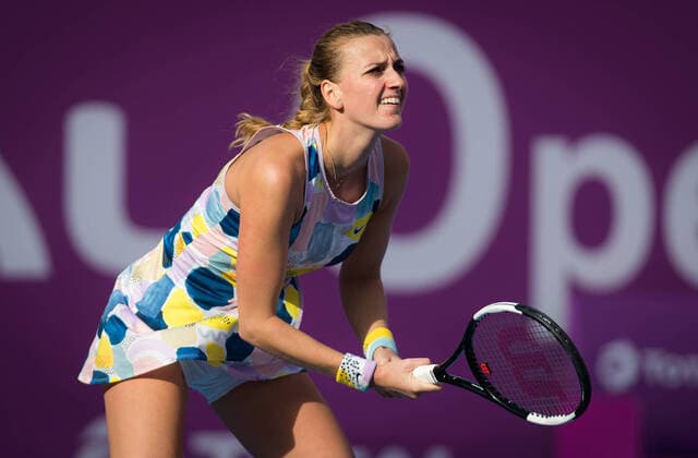 February 26, 2020, Doha, QATAR: Petra Kvitova of the Czech Republic in action during her third-round match at the 2020 Qatar Total Open WTA, Tennis Damen Premier 5 tennis tournament against Jelena Ostapenko of Latvia Tennis 2020: Qatar Total Open - ZUMAa181 20200226_zaa_a181_027 Copyright: xRobxPrangex