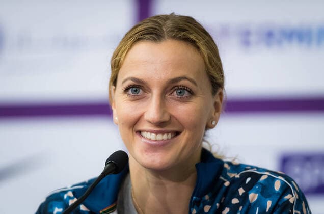 February 26, 2020, Doha, QATAR: Petra Kvitova of the Czech Republic talks to the media after winning her third-round match at the 2020 Qatar Total Open WTA, Tennis Damen Premier 5 tennis tournament against against Jelena Ostapenko of Latvia Tennis 2020: Qatar Total Open - ZUMAa181 20200226_zaa_a181_032 Copyright: xRobxPrangex