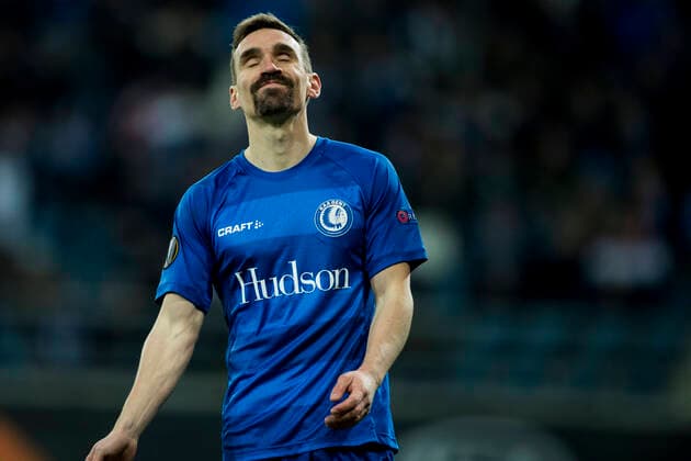 Gent s Sven Kums looks dejected during the return match in the 1 16 finals of the UEFA Europa League between Belgian soccer club KAA Gent and Italian club AS Roma, in Gent, Thursday 27 February 2020. JASPERxJACOBS  x2481050x