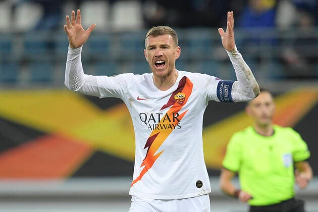 Photo Luciano Rossi AS Roma LaPresse 27 02 2020 Gent (Belgio) Soccer Gent - AS Roma Uefa Europa League 2019 2020 - Ghelamco Arena of Gent (Belgium) In the pic: Edin Dzeko  Copyright: xLucianoxRossi ASxRoma LaPresse Lx