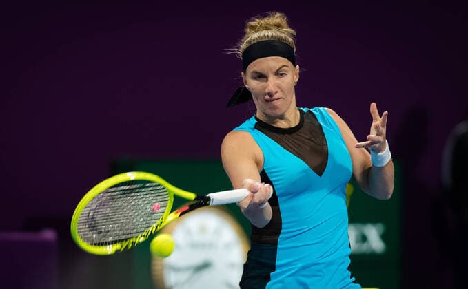 February 27, 2020, Doha, QATAR: Svetlana Kuznetsova of Russia in action during her quarter-final match at the 2020 Qatar Total Open WTA, Tennis Damen Premier 5 tennis tournament against Belinda Bencic of Switzerland 2020 Qatar Total Open, Tennis, Doha, Qatar, Feb 27 - ZUMAa181 20200227_zaa_a181_093 Copyright: xRobxPrangex