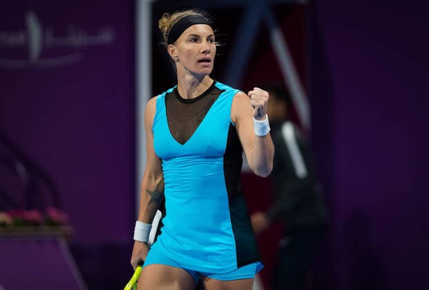 February 27, 2020, Doha, QATAR: Svetlana Kuznetsova of Russia in action during her quarter-final match at the 2020 Qatar Total Open WTA, Tennis Damen Premier 5 tennis tournament against Belinda Bencic of Switzerland 2020 Qatar Total Open, Tennis, Doha, Qatar, Feb 27 - ZUMAa181 20200227_zaa_a181_098 Copyright: xRobxPrangex