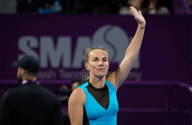 February 27, 2020, Doha, QATAR: Svetlana Kuznetsova of Russia in action during her quarter-final match at the 2020 Qatar Total Open WTA, Tennis Damen Premier 5 tennis tournament against Belinda Bencic of Switzerland 2020 Qatar Total Open, Tennis, Doha, Qatar, Feb 27 - ZUMAa181 20200227_zaa_a181_100 Copyright: xRobxPrangex